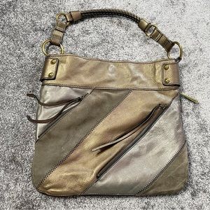 Fossil Vintage Patchwork Bronze​ Brown Suede Leather Shoulder Handbag